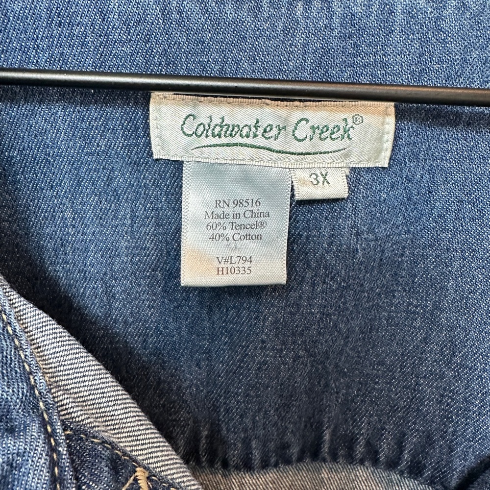 Coldwater Creek Denim Jacket Blue Plus Size 3X Classic Button Up - Picture 5 of 7